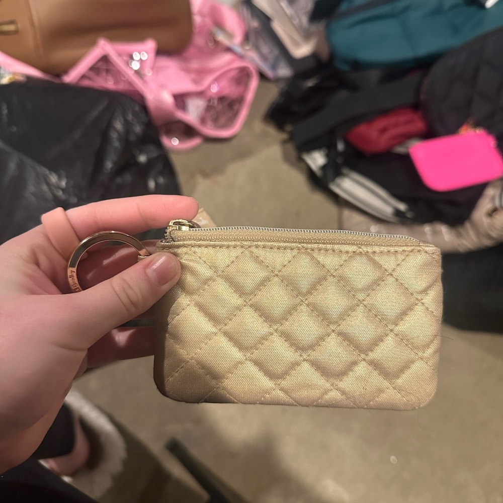 Quilted Gold Keychain Pouch